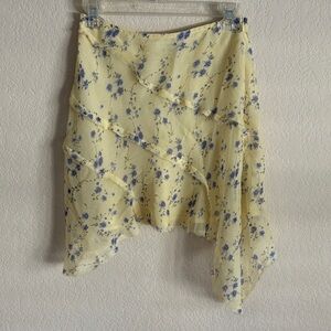 Topshop Asymmetrical Yellow and Blue Floral Skirt